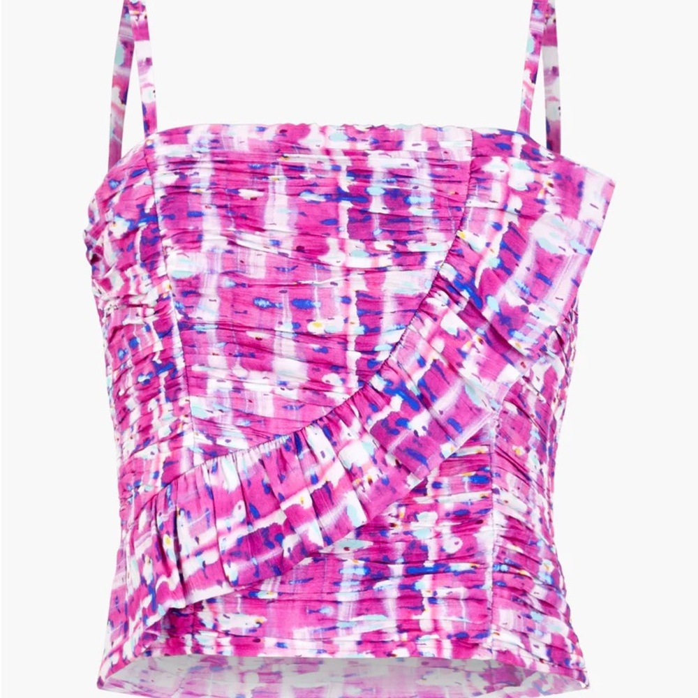 NWT- French Connection Purple/Pink Ruched Camisole Top